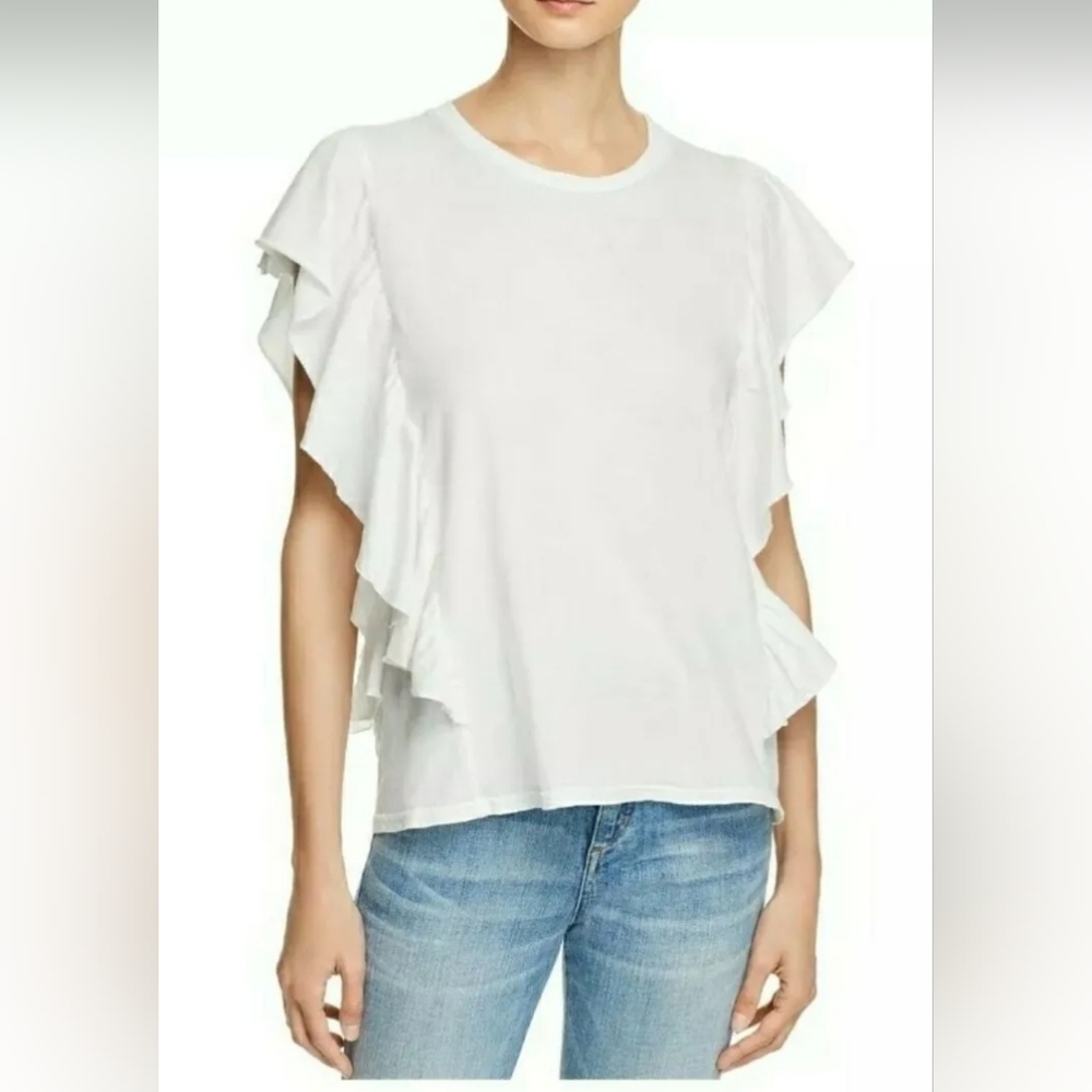Michelle by Comune Womens Blouse/top 100% cotton Ruffled White Size S